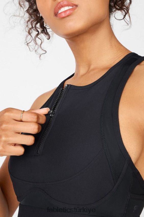 tr Fabletics kadınlar blare fermuarlı ön yüksek etkili spor sutyeni siyah 40R06B1427