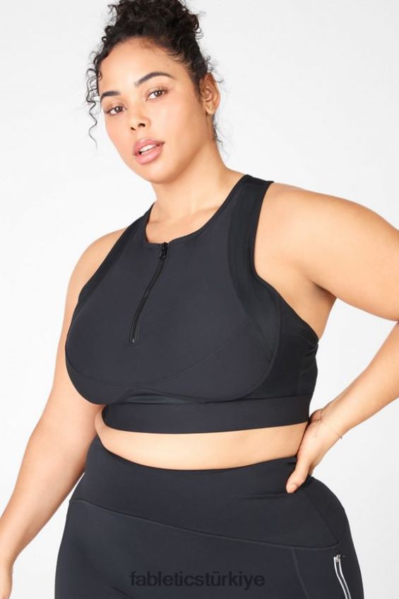 tr Fabletics kadınlar blare fermuarlı ön yüksek etkili spor sutyeni siyah 40R06B1428