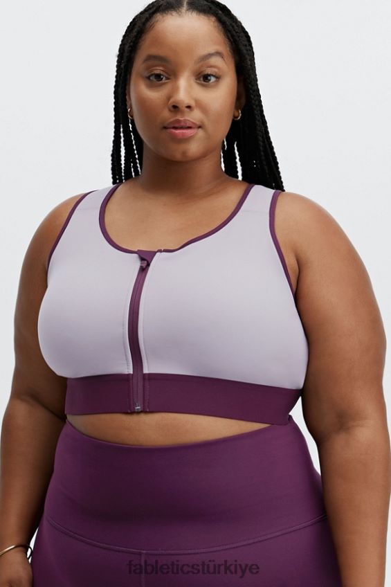 tr Fabletics kadınlar elsie yüksek etkili önü fermuarlı spor sütyeni gri menekşe/koyu patlıcan 40R06B1423