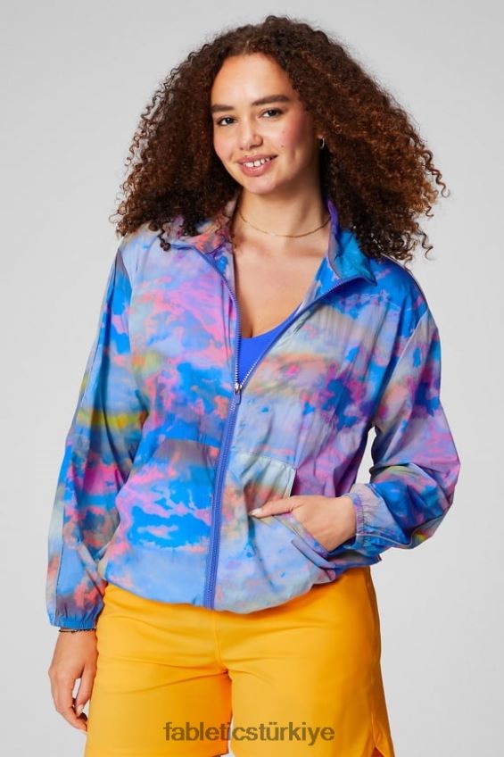 tr Fabletics kadınlar büyük boy flyweight rüzgarlık büyük bunaltıcı/yansıtıcı gümüş 40R06B2736