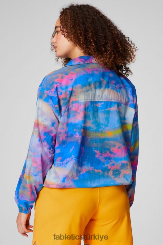 tr Fabletics kadınlar büyük boy flyweight rüzgarlık büyük bunaltıcı/yansıtıcı gümüş 40R06B2736