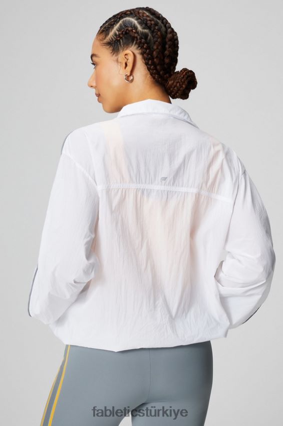 tr Fabletics kadınlar büyük boy flyweight rüzgarlık klasik beyaz/yansıtıcı gümüş 40R06B2739