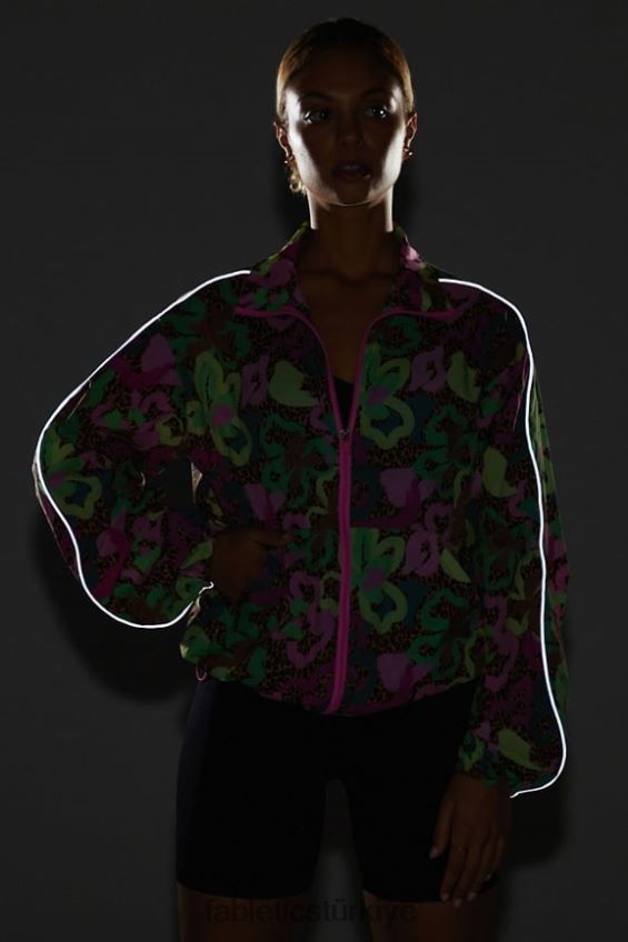 tr Fabletics kadınlar büyük boy flyweight rüzgarlık tropikal vaha/yansıtıcı gümüş 40R06B2741