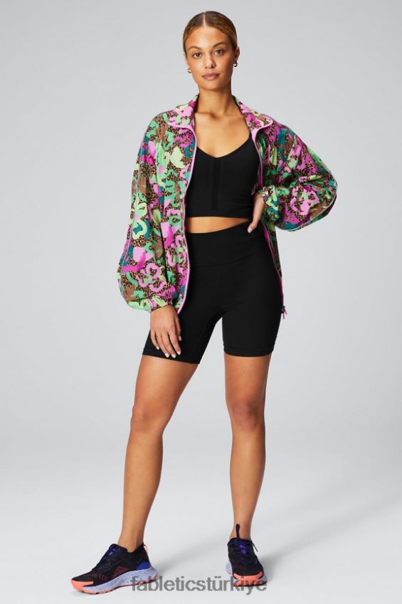 tr Fabletics kadınlar büyük boy flyweight rüzgarlık tropikal vaha/yansıtıcı gümüş 40R06B2741