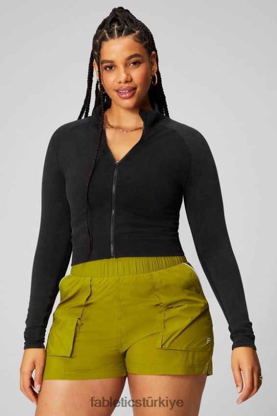 tr Fabletics kadınlar bulut dikişsiz kırpılmış ceket eski siyah 40R06B2749