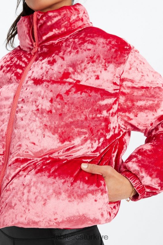 tr Fabletics kadınlar dolaşmak ezilmiş velur kırpılmış kirpi ceket çilek kırmızısı 40R06B2786