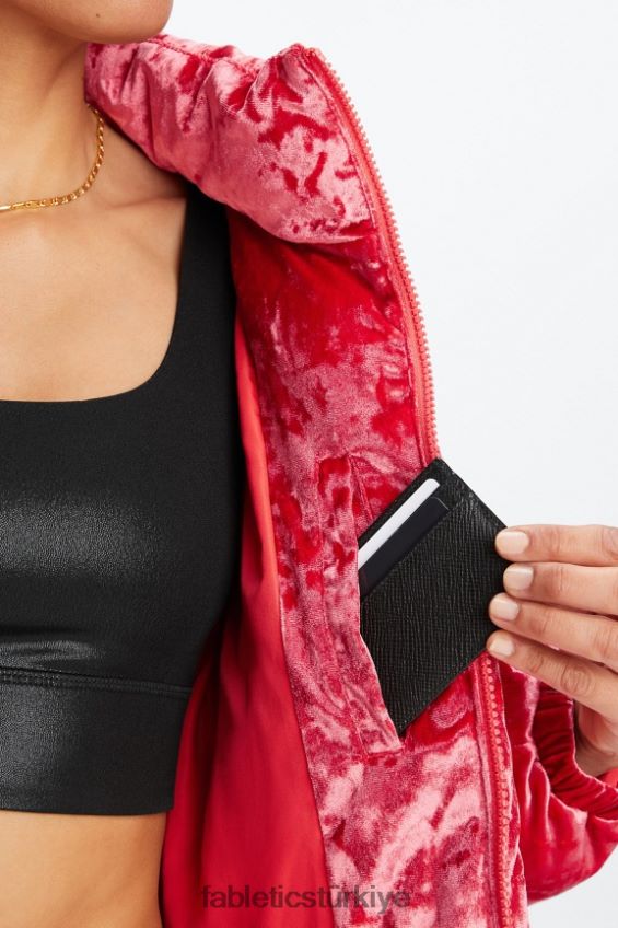 tr Fabletics kadınlar dolaşmak ezilmiş velur kırpılmış kirpi ceket çilek kırmızısı 40R06B2786
