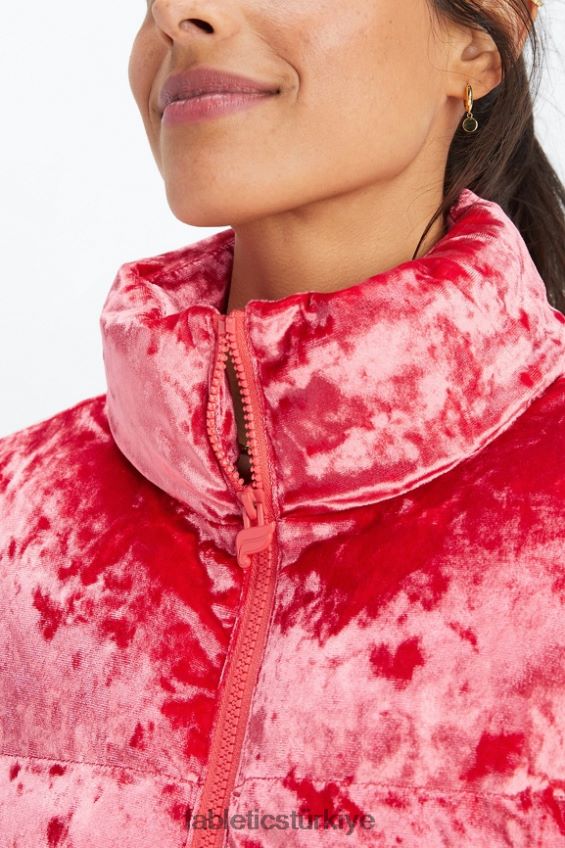 tr Fabletics kadınlar dolaşmak ezilmiş velur kırpılmış kirpi ceket çilek kırmızısı 40R06B2786