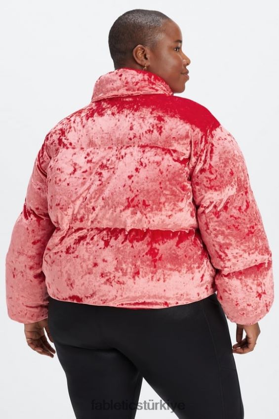 tr Fabletics kadınlar dolaşmak ezilmiş velur kırpılmış kirpi ceket çilek kırmızısı 40R06B2787