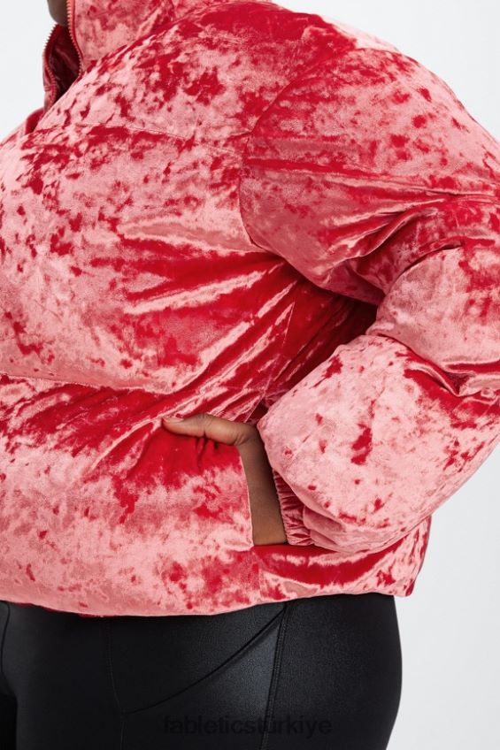 tr Fabletics kadınlar dolaşmak ezilmiş velur kırpılmış kirpi ceket çilek kırmızısı 40R06B2787