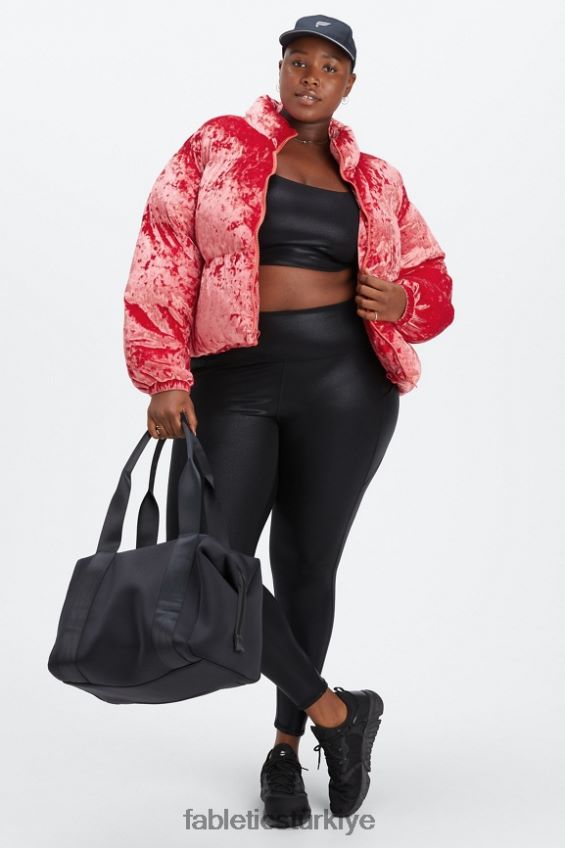 tr Fabletics kadınlar dolaşmak ezilmiş velur kırpılmış kirpi ceket çilek kırmızısı 40R06B2787