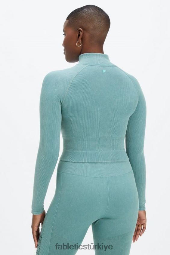 tr Fabletics kadınlar kırpılmış dikişsiz nervür tam boy fermuar yıkanmış kutup dalgası 40R06B2769