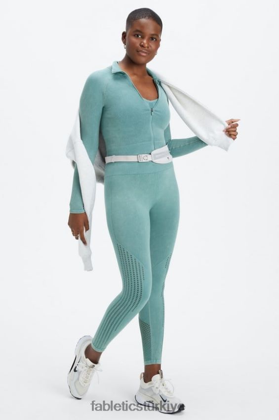 tr Fabletics kadınlar kırpılmış dikişsiz nervür tam boy fermuar yıkanmış kutup dalgası 40R06B2769