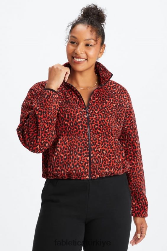 tr Fabletics kadınlar rayne polar fermuarlı elektrikli kiraz klasik leopar/siyah 40R06B2779