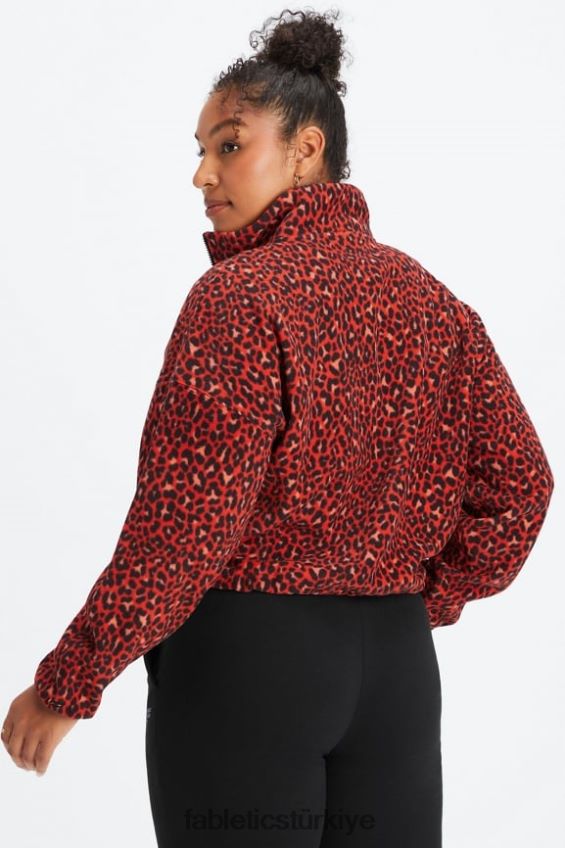 tr Fabletics kadınlar rayne polar fermuarlı elektrikli kiraz klasik leopar/siyah 40R06B2779