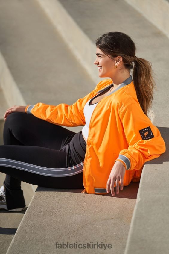 tr Fabletics kadınlar saten bombacı ceket çöl güneşi/yağmur bulutu 40R06B2766