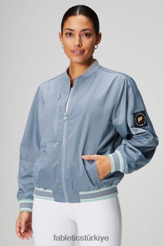 tr Fabletics kadınlar saten bombacı ceket yağmur bulutu/çöl güneşi 40R06B2767