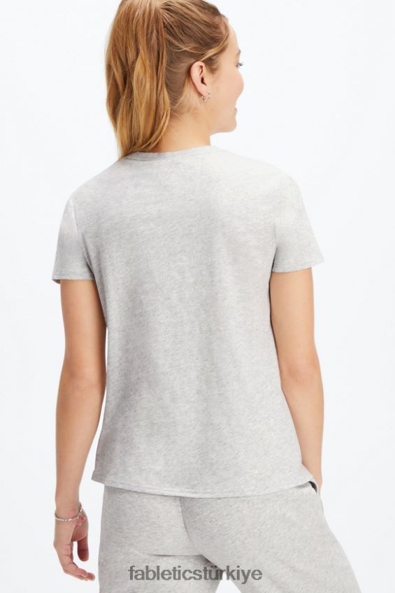 tr Fabletics kadınlar %100 pamuklu jarse tişört açık gri funda 40R06B1995