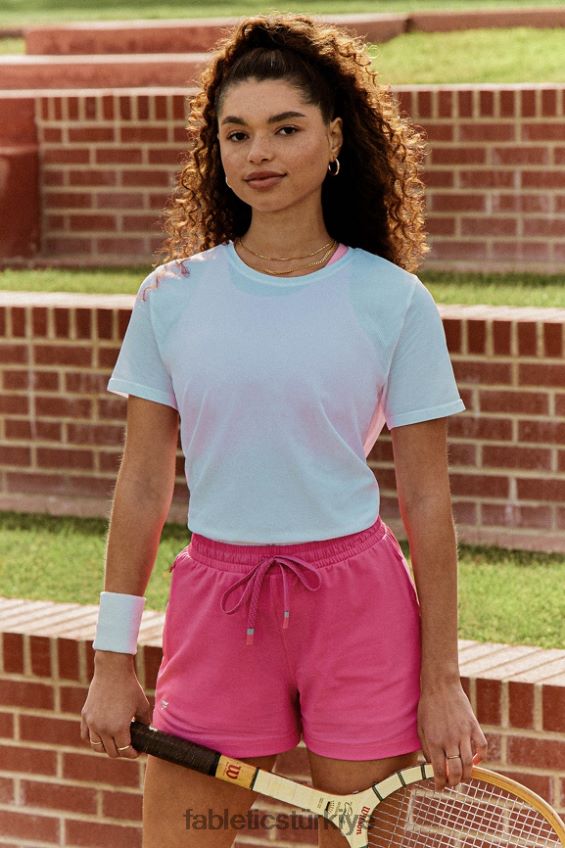 tr Fabletics kadınlar %100 pamuklu jarse tişört klasik beyaz/mineral gri 40R06B1991