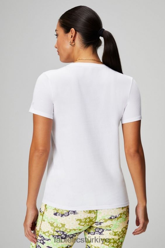 tr Fabletics kadınlar %100 pamuklu jarse tişört klasik beyaz/mineral gri 40R06B1991