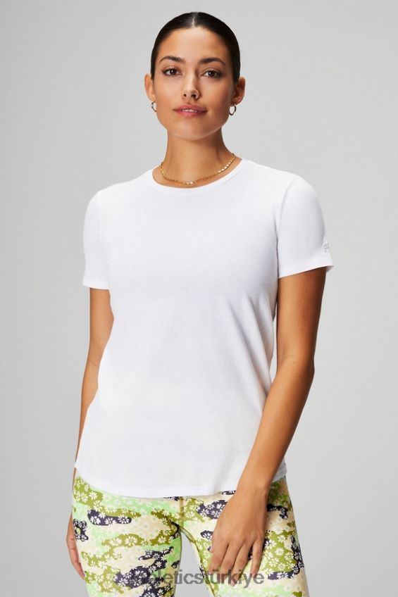 tr Fabletics kadınlar %100 pamuklu jarse tişört klasik beyaz/mineral gri 40R06B1991