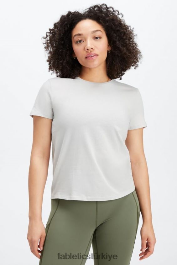 tr Fabletics kadınlar %100 pamuklu jarse tişört mineral gri 40R06B1997