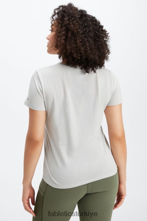 tr Fabletics kadınlar %100 pamuklu jarse tişört mineral gri 40R06B1997