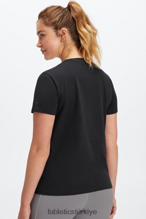 tr Fabletics kadınlar %100 pamuklu jarse tişört siyah 40R06B1998