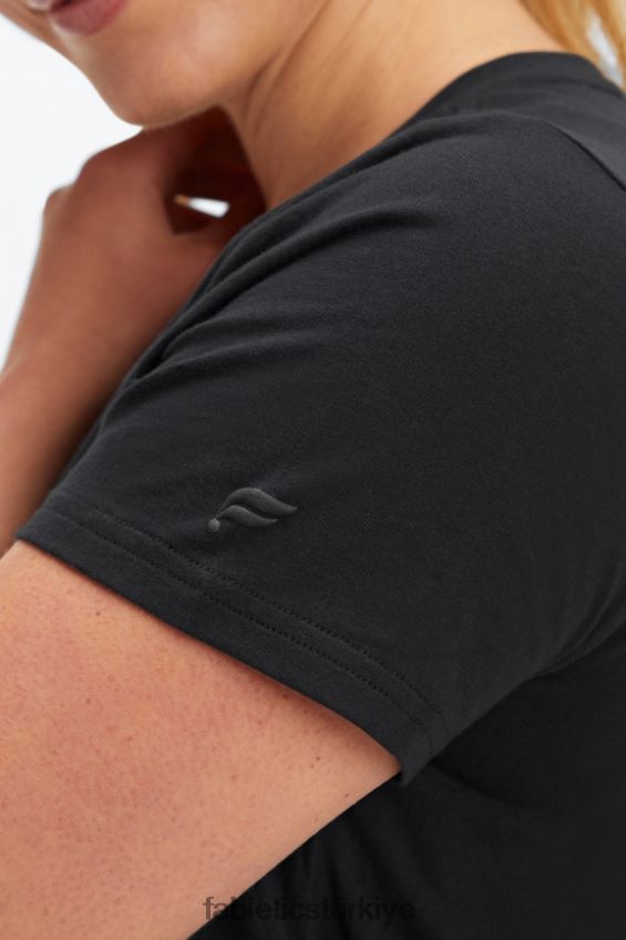 tr Fabletics kadınlar %100 pamuklu jarse tişört siyah 40R06B1998