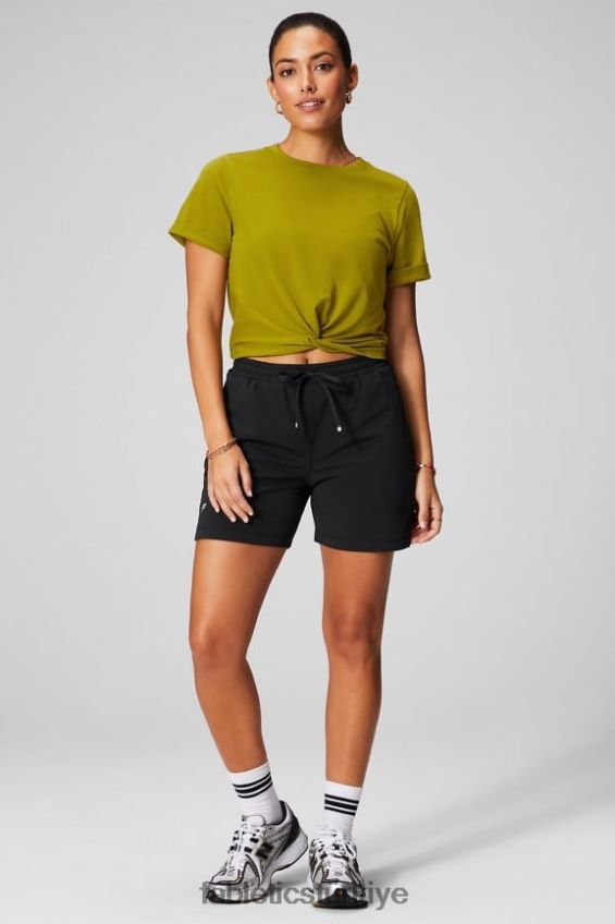 tr Fabletics kadınlar %100 pamuklu önden bükümlü tişört Zeytinlik 40R06B1943