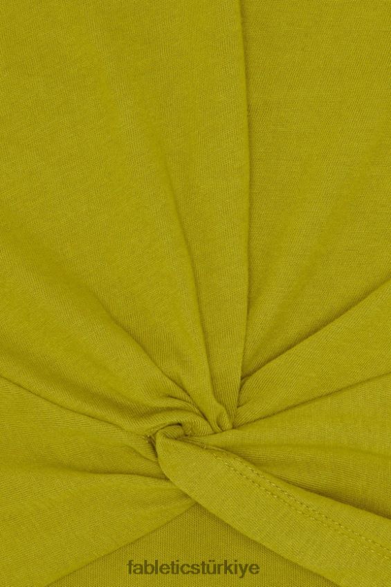 tr Fabletics kadınlar %100 pamuklu önden bükümlü tişört Zeytinlik 40R06B1943
