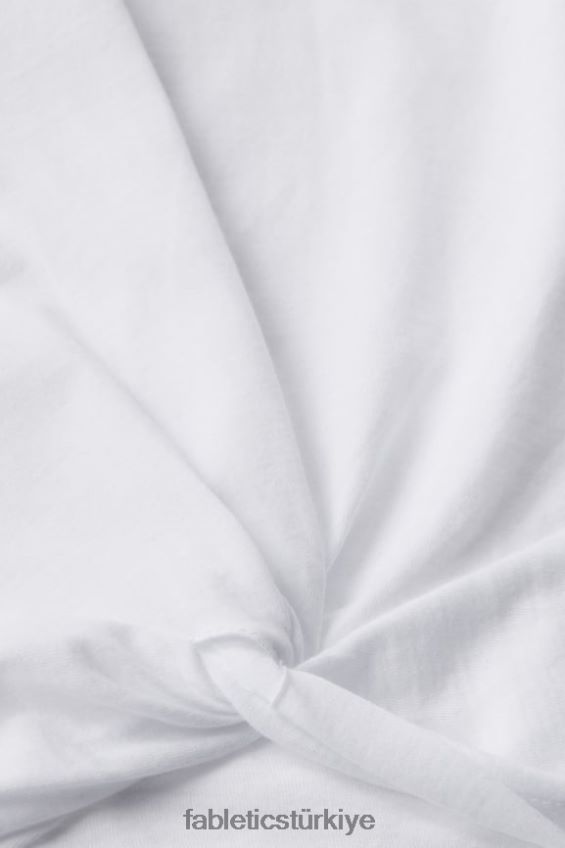 tr Fabletics kadınlar %100 pamuklu önden bükümlü tişört klasik beyaz 40R06B1946