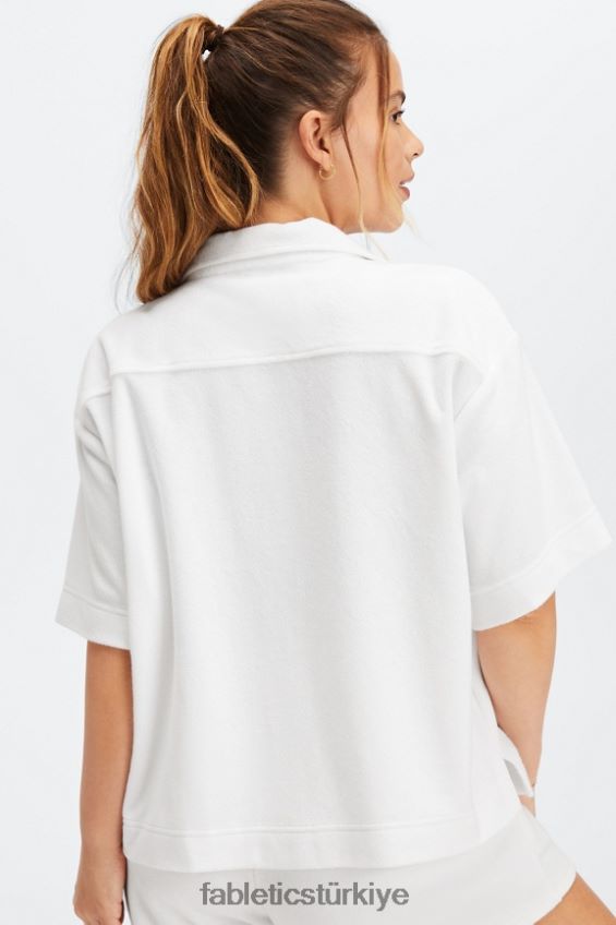 tr Fabletics kadınlar ada terry kutulu düğmeli parlak beyaz 40R06B2037