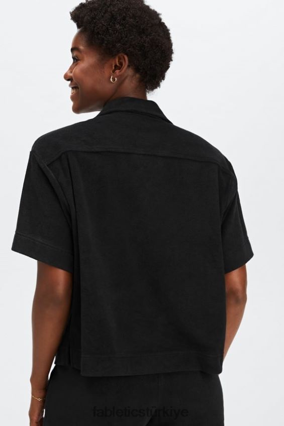 tr Fabletics kadınlar ada terry kutulu düğmeli siyah 40R06B2040