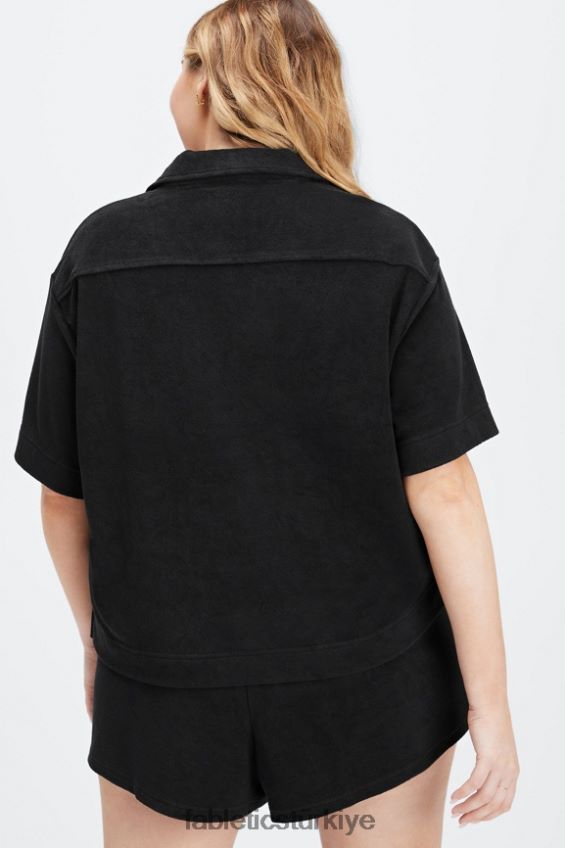 tr Fabletics kadınlar ada terry kutulu düğmeli siyah 40R06B2041
