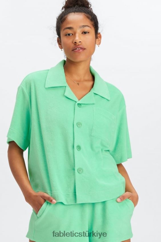 tr Fabletics kadınlar ada terry kutulu düğmeli tropikal su 40R06B2038