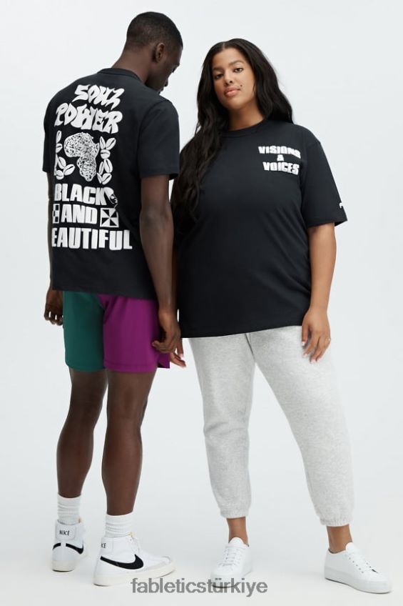 tr Fabletics kadınlar africobra üniseks tişört siyah 40R06B2075