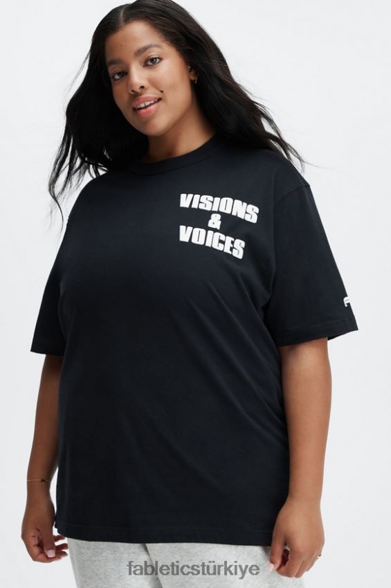 tr Fabletics kadınlar africobra üniseks tişört siyah 40R06B2075