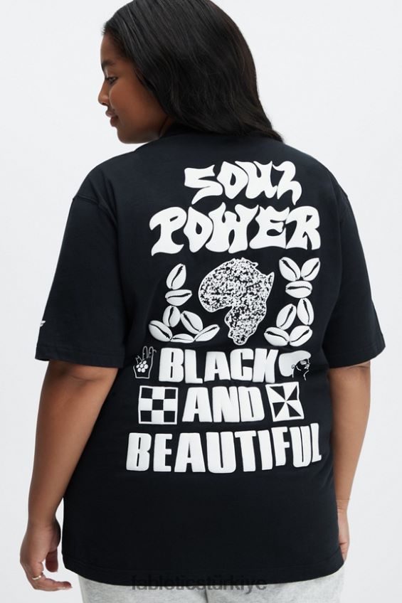 tr Fabletics kadınlar africobra üniseks tişört siyah 40R06B2075