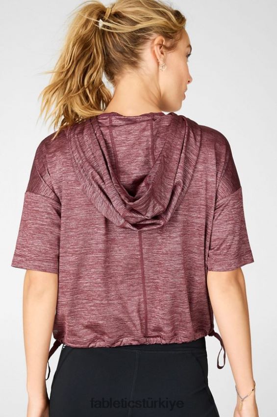 tr Fabletics kadınlar bea kısa kollu kapşonlu paslı funda 40R06B2110