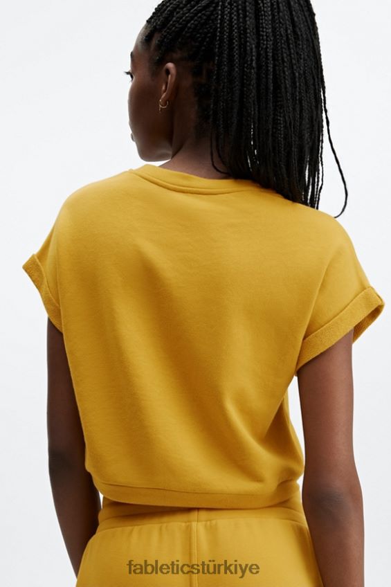 tr Fabletics kadınlar cassie kısa kollu sweatshirt hardal 40R06B2055