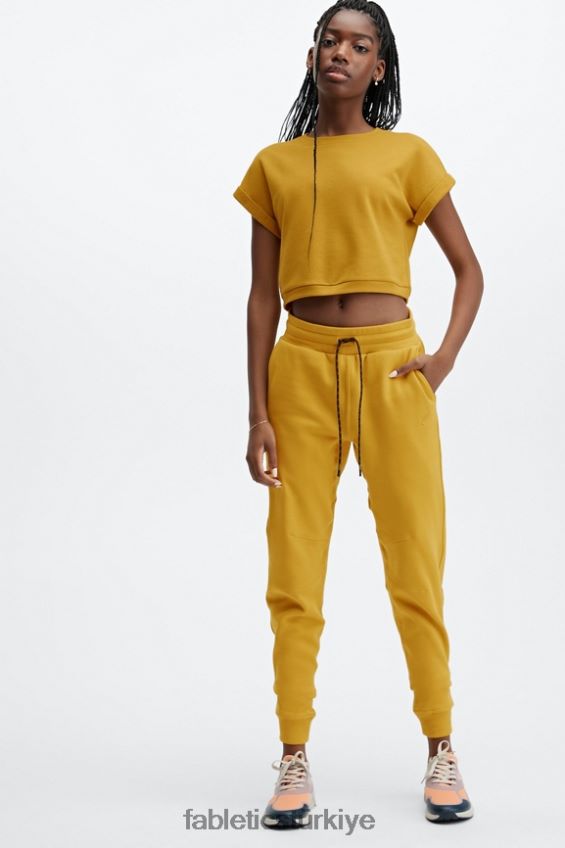 tr Fabletics kadınlar cassie kısa kollu sweatshirt hardal 40R06B2055