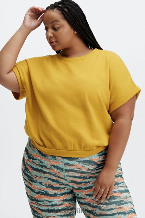 tr Fabletics kadınlar cassie kısa kollu sweatshirt hardal 40R06B2056