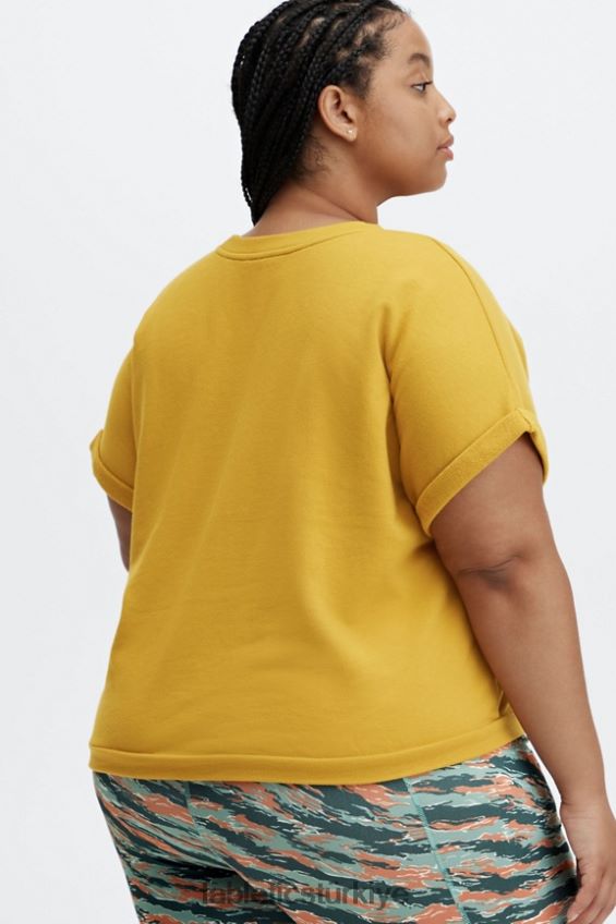 tr Fabletics kadınlar cassie kısa kollu sweatshirt hardal 40R06B2056