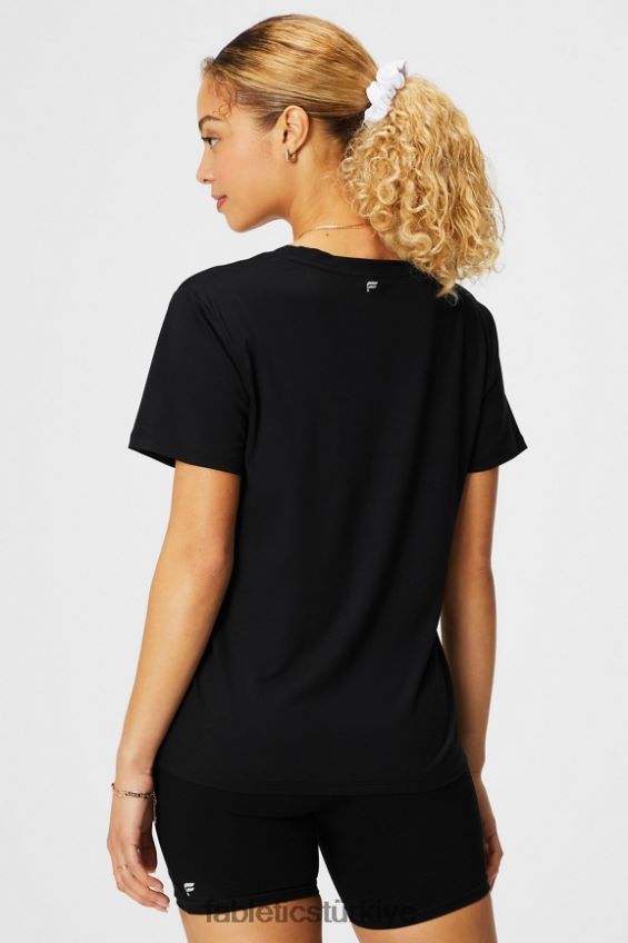tr Fabletics kadınlar dry-flex v yaka kısa kollu tişört siyah 40R06B1959
