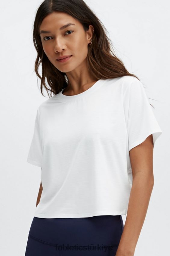 tr Fabletics kadınlar eko-bilinçli arkası bükümlü kısa kollu tişört beyaz 40R06B2049