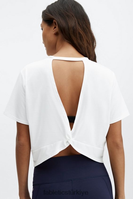 tr Fabletics kadınlar eko-bilinçli arkası bükümlü kısa kollu tişört beyaz 40R06B2049
