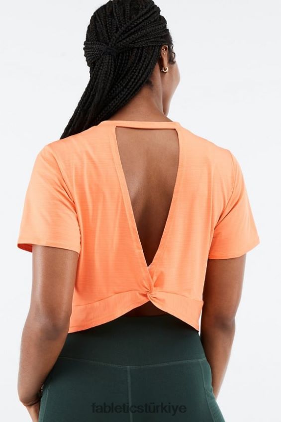 tr Fabletics kadınlar eko-bilinçli arkası bükümlü kısa kollu tişört portakal patlaması 40R06B2052