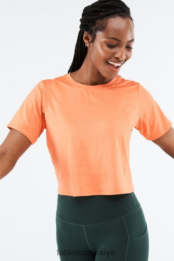 tr Fabletics kadınlar eko-bilinçli arkası bükümlü kısa kollu tişört portakal patlaması 40R06B2052