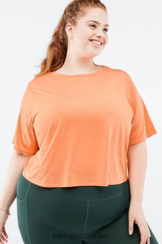 tr Fabletics kadınlar eko-bilinçli arkası bükümlü kısa kollu tişört portakal patlaması 40R06B2053